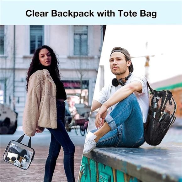 Clear Backpack Heavy Duty Transparent Backpack Set See Through Bookbags Durable - Picture 7 of 7